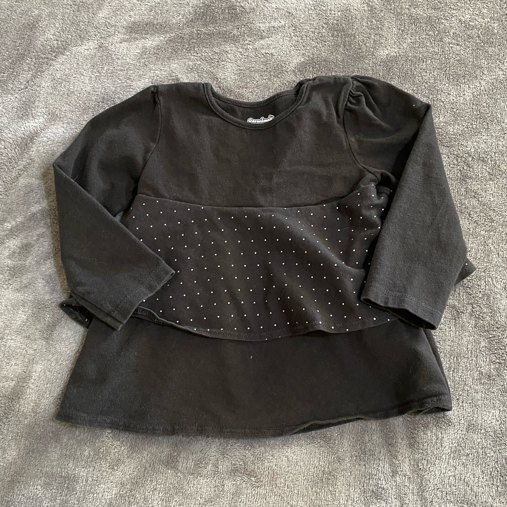 Little Girls Black Polka Dot Blouse